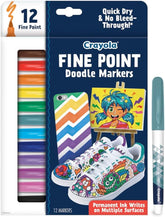 Crayola Doodle & Draw Fine Point Doodle Markers 12ct CY58 - 8312 - Colorland Toys